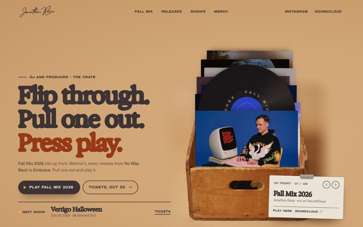 Record crate homepage